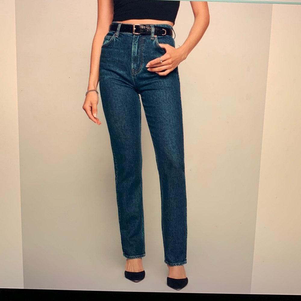 Reformation Liza ultra high rise, straight jeans in color, Newport. Size 24